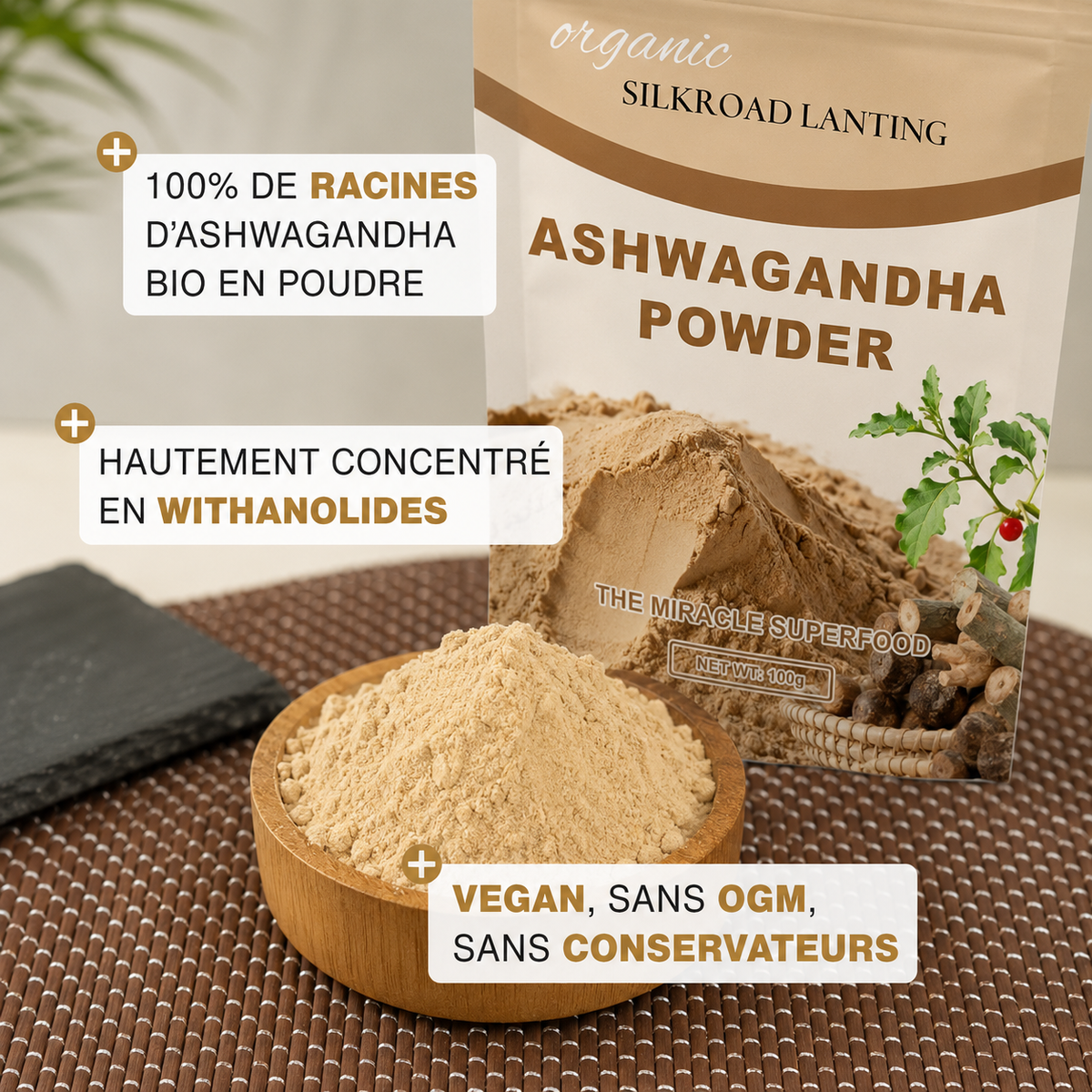 Ashwagandha en poudre Bio (Sommeil & Récupération)
